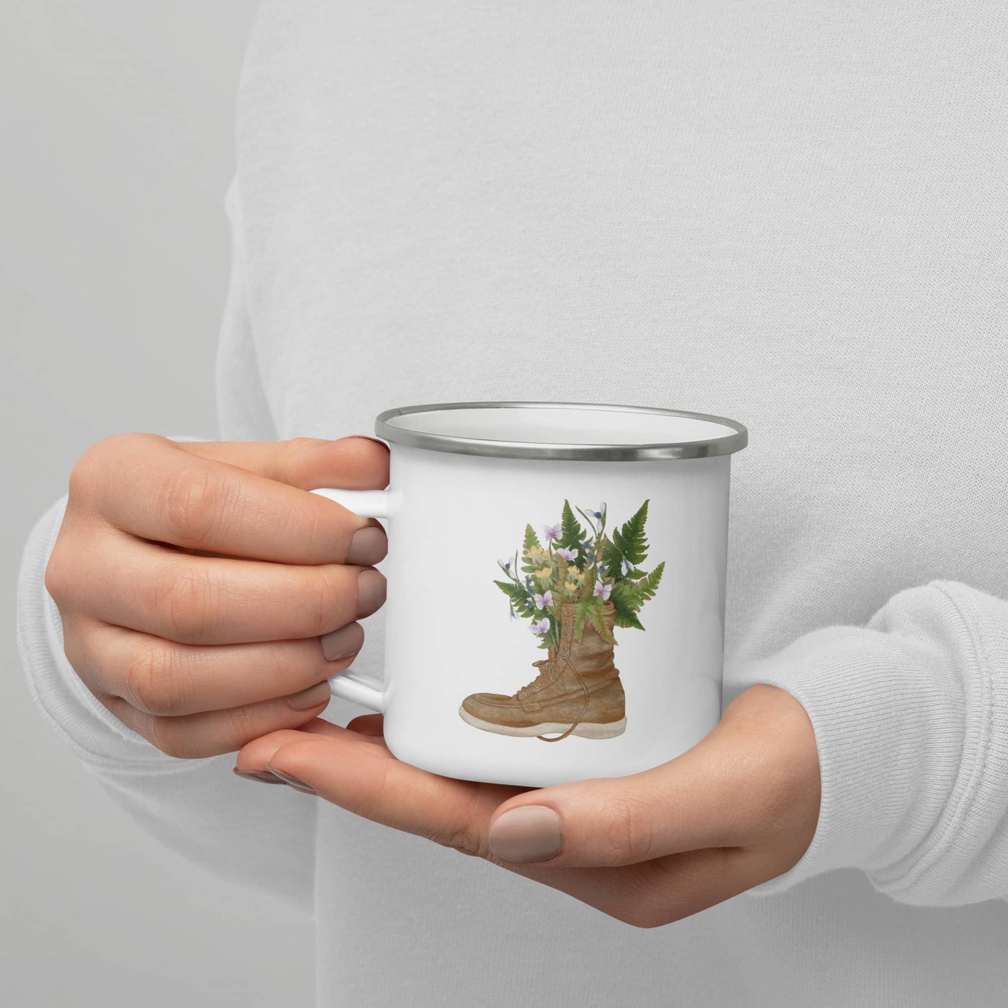 Enamel Mug 'Blossoming Steps'