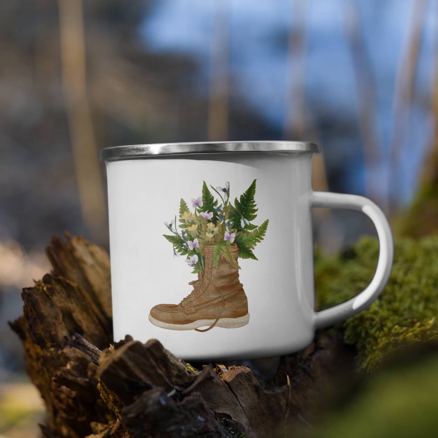 Enamel Mug 'Blossoming Steps'