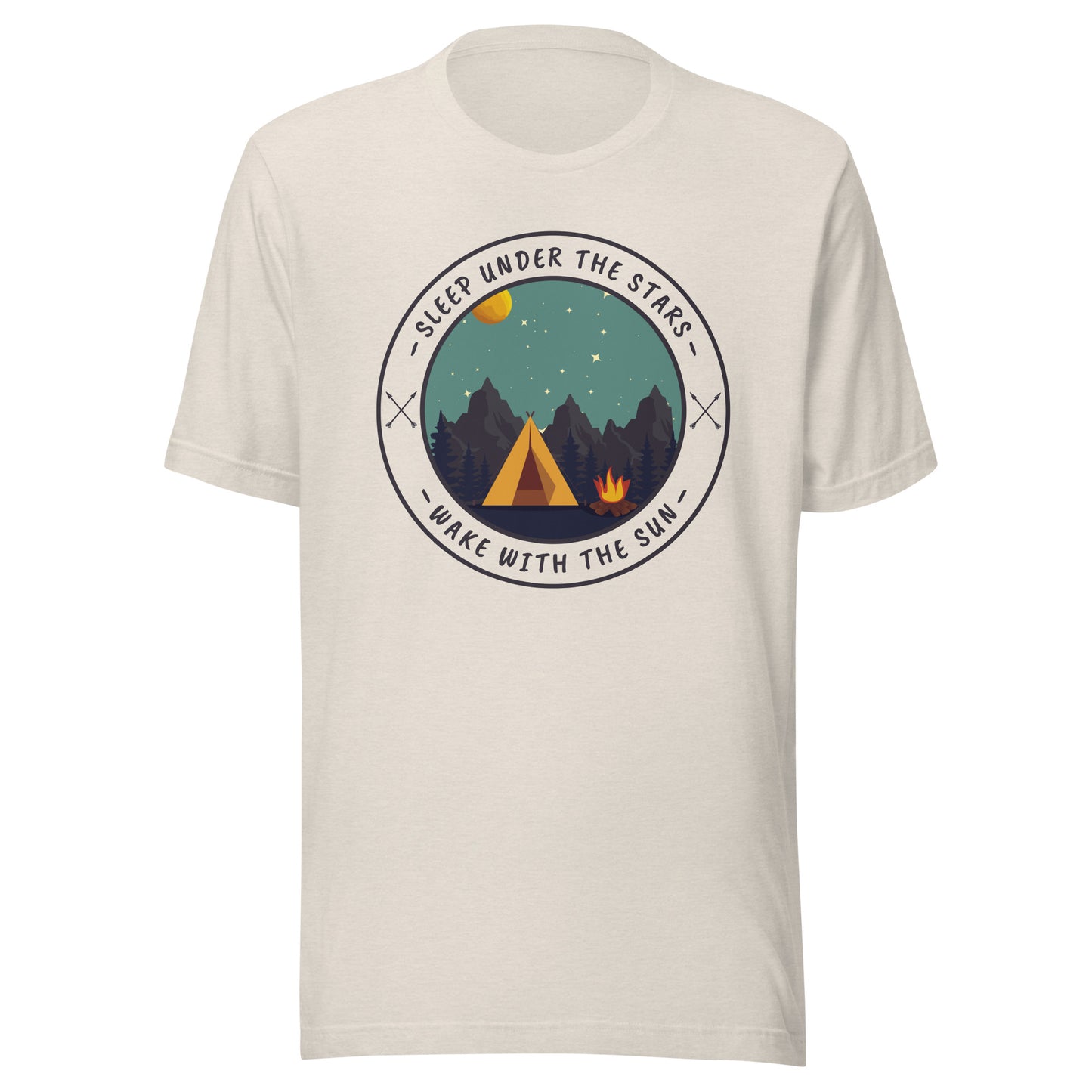 Unisex t-shirt 'Sleep under the stars. Wake with the sun'