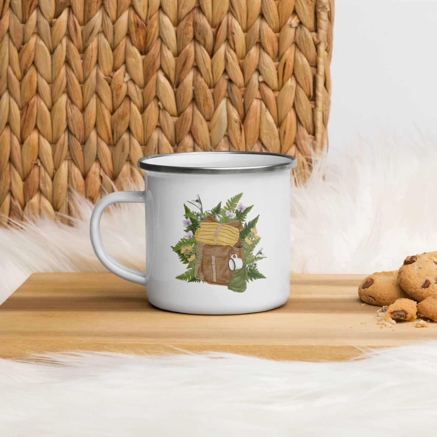Enamel Mug 'Flower Hiker's Pack'