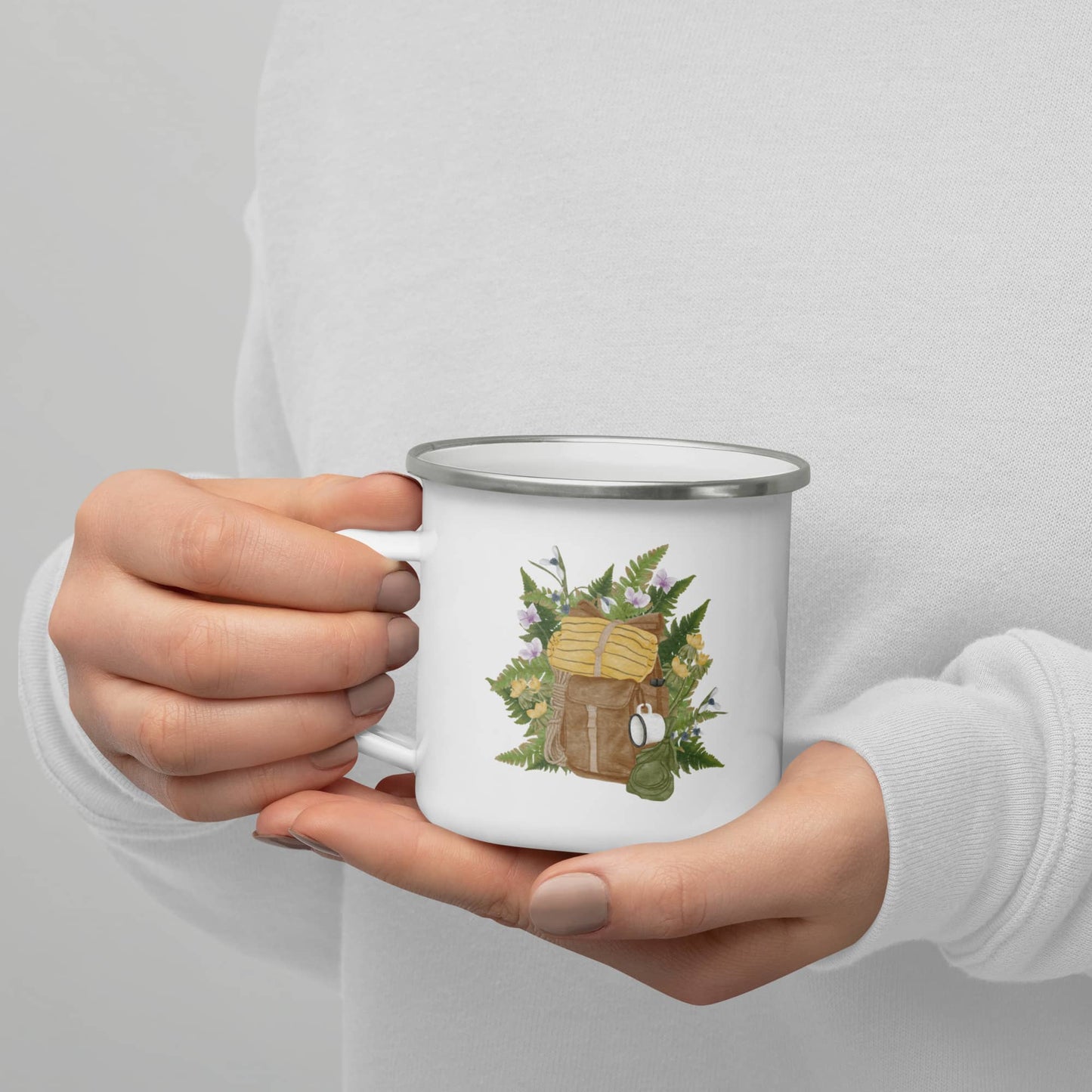 Enamel Mug 'Flower Hiker's Pack'
