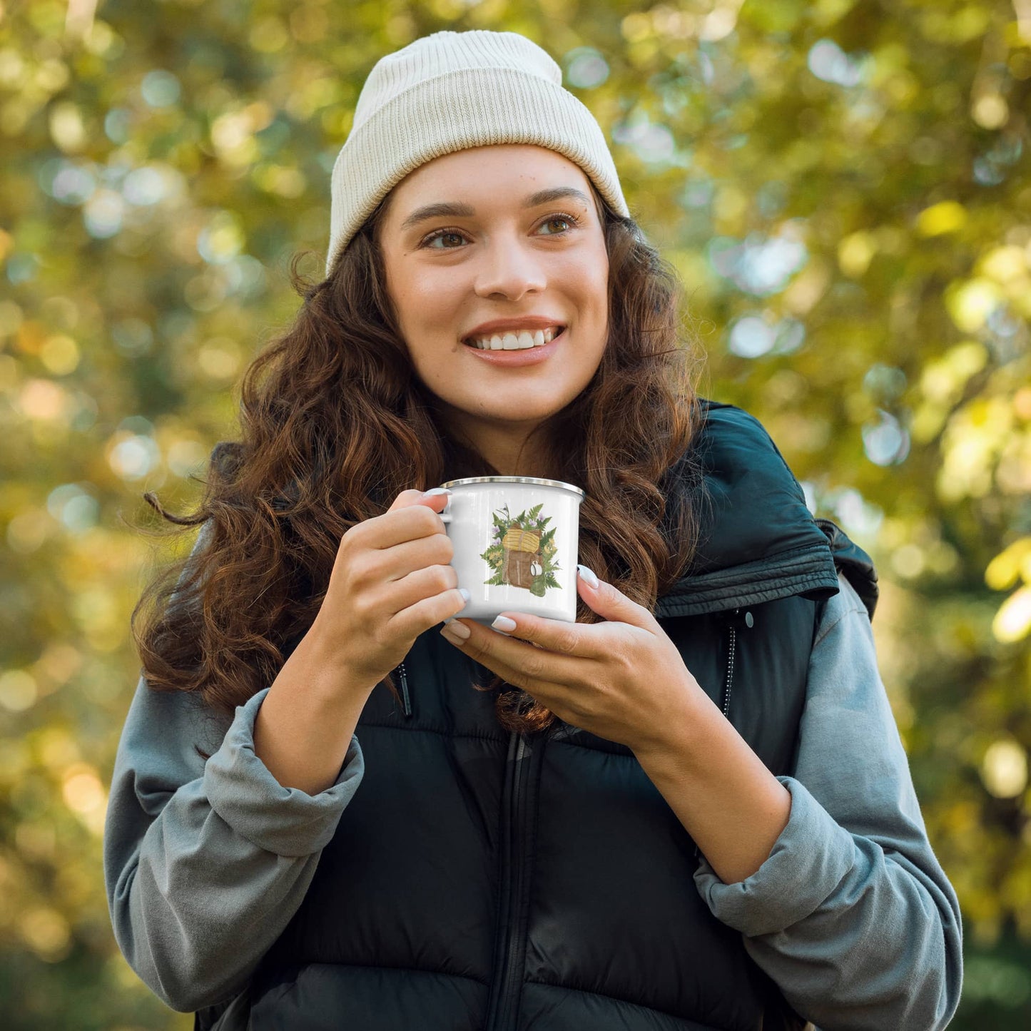 Enamel Mug 'Flower Hiker's Pack'