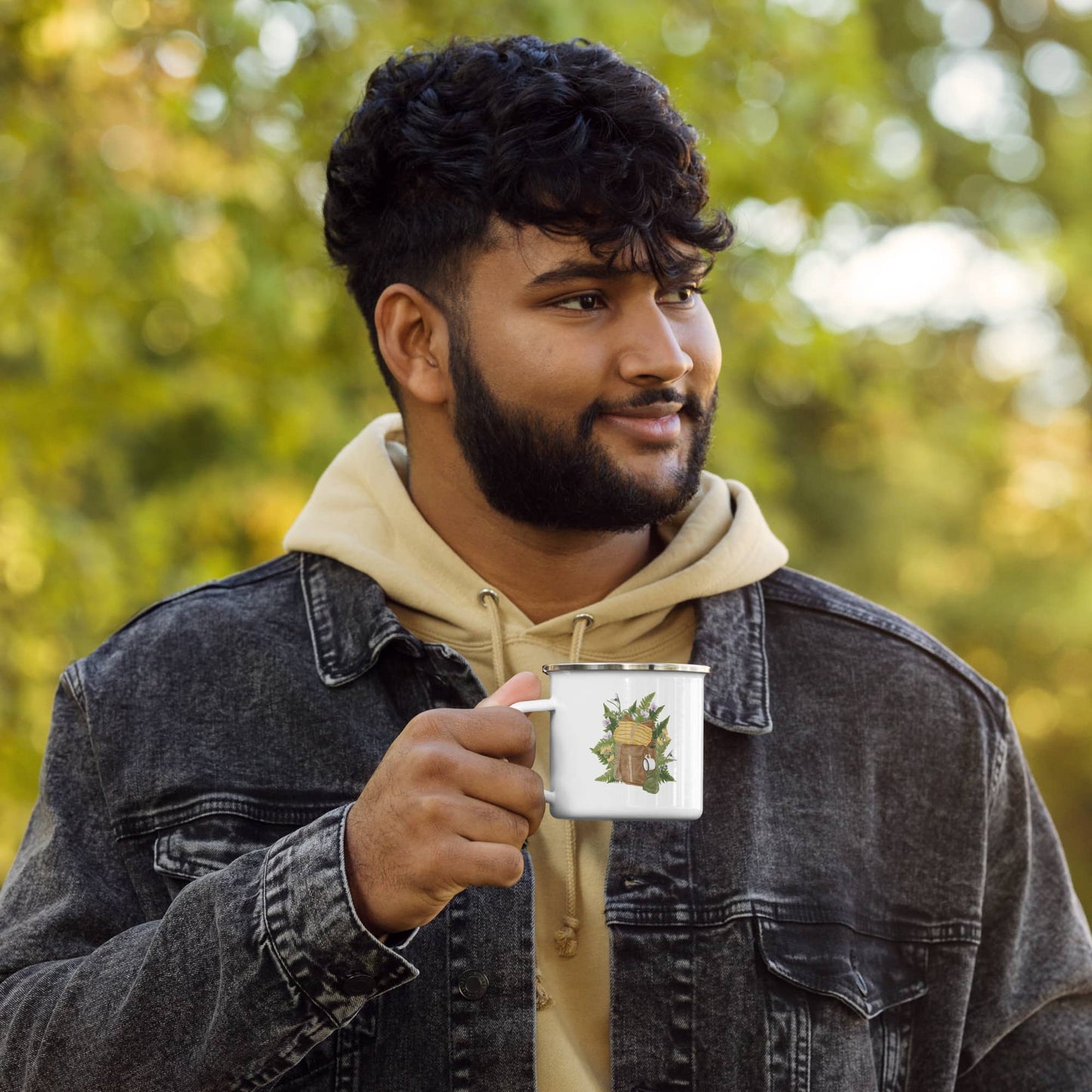 Enamel Mug 'Flower Hiker's Pack'