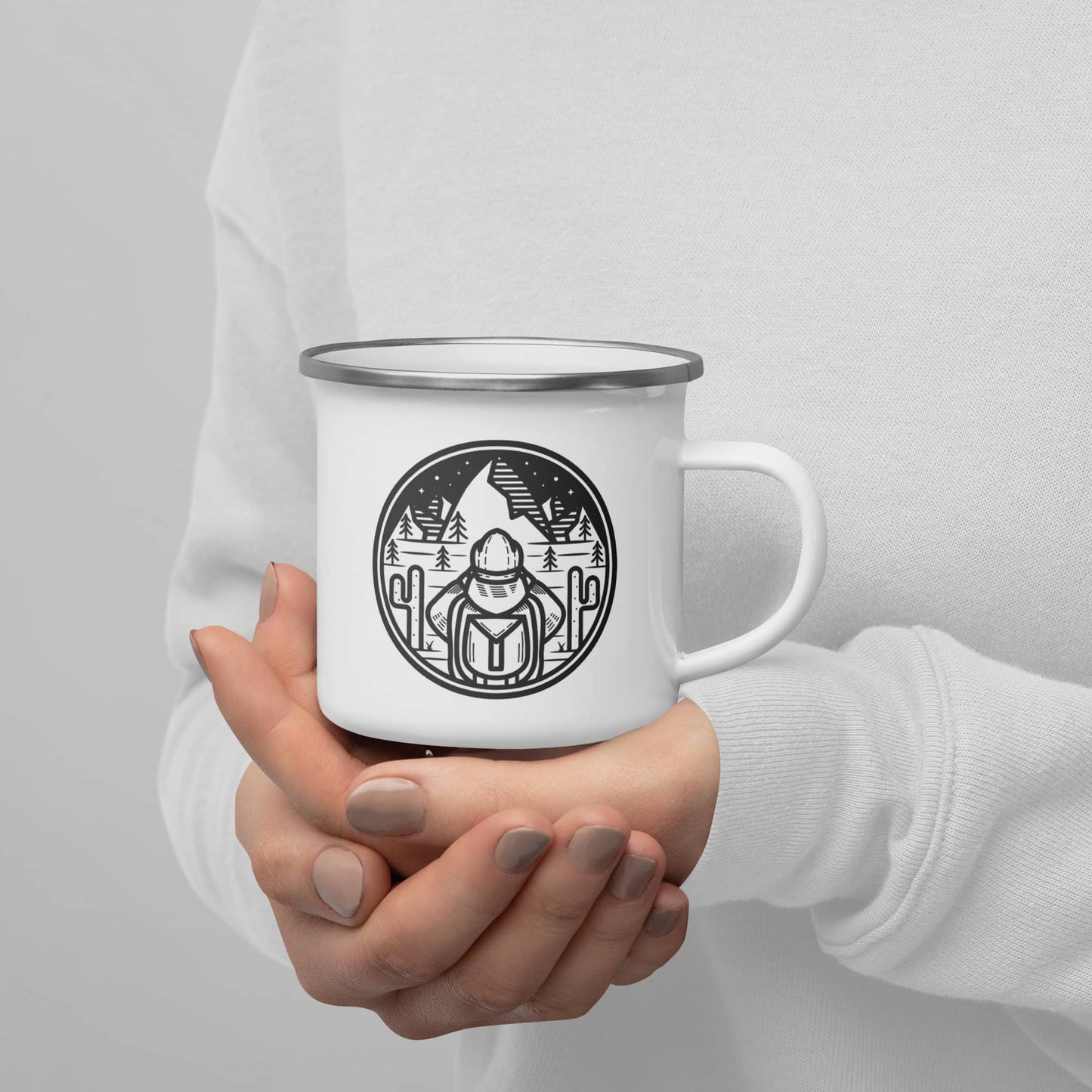 Enamel Mug 'Ready to hike'