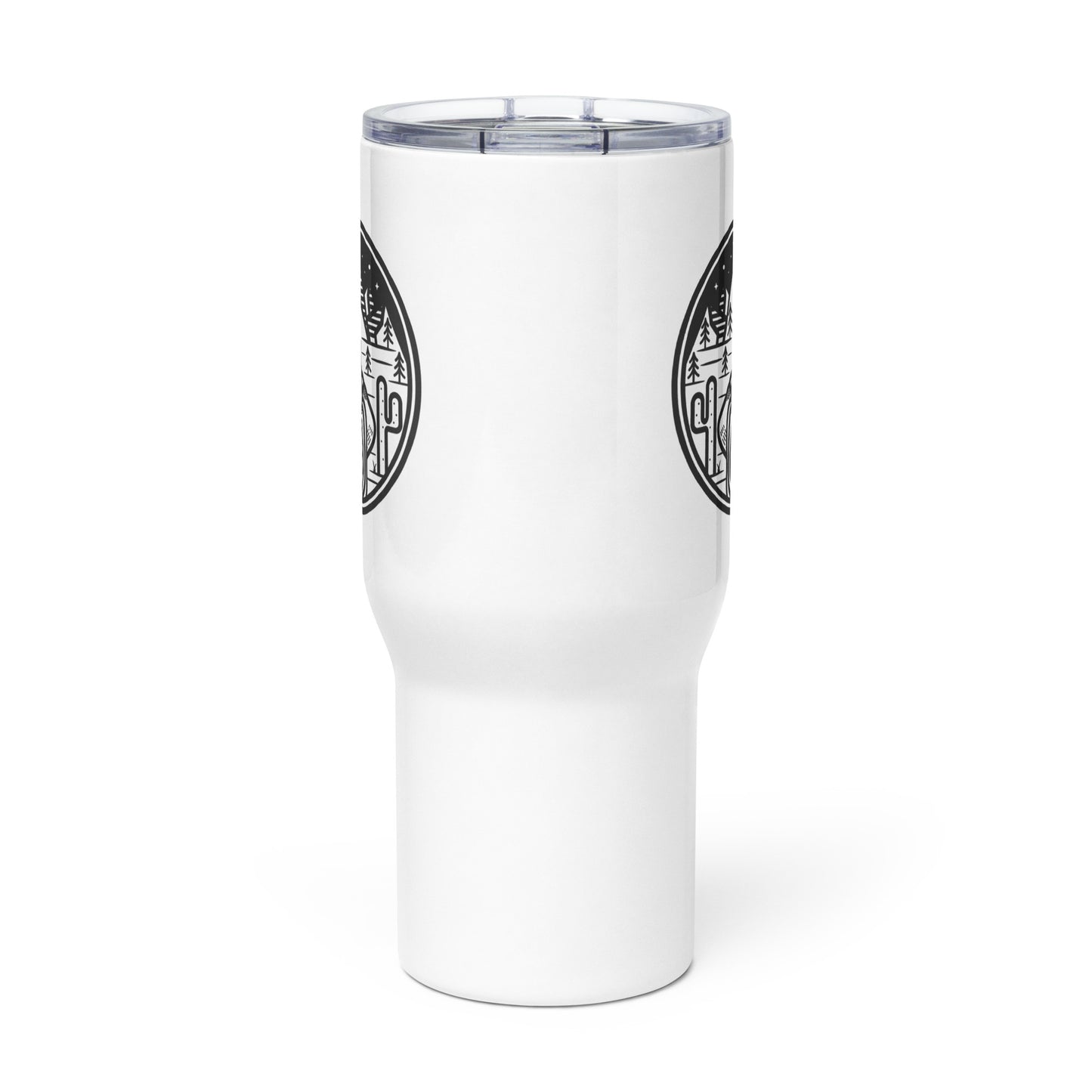 Travel mug with a handle 'Ready to hike'