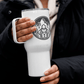 Travel mug with a handle 'Ready to hike'