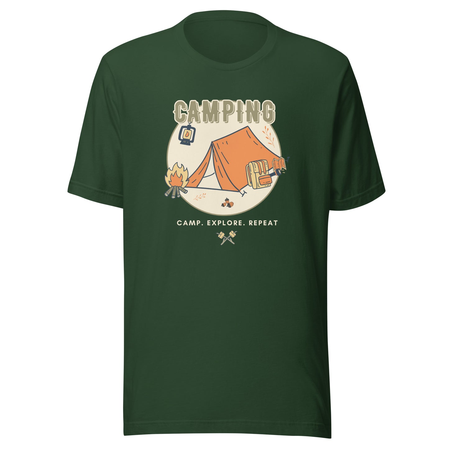 Unisex t-shirt 'Camping. Camp. Explore. Repeat'