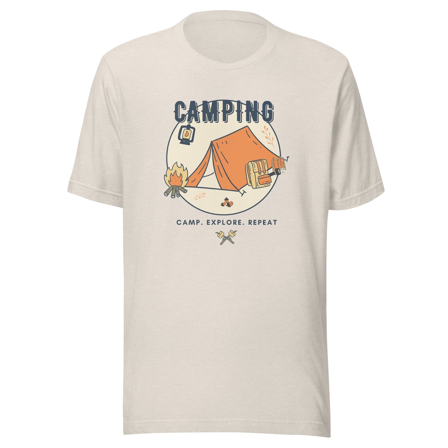 Unisex t-shirt 'Camping. Camp. Explore. Repeat'
