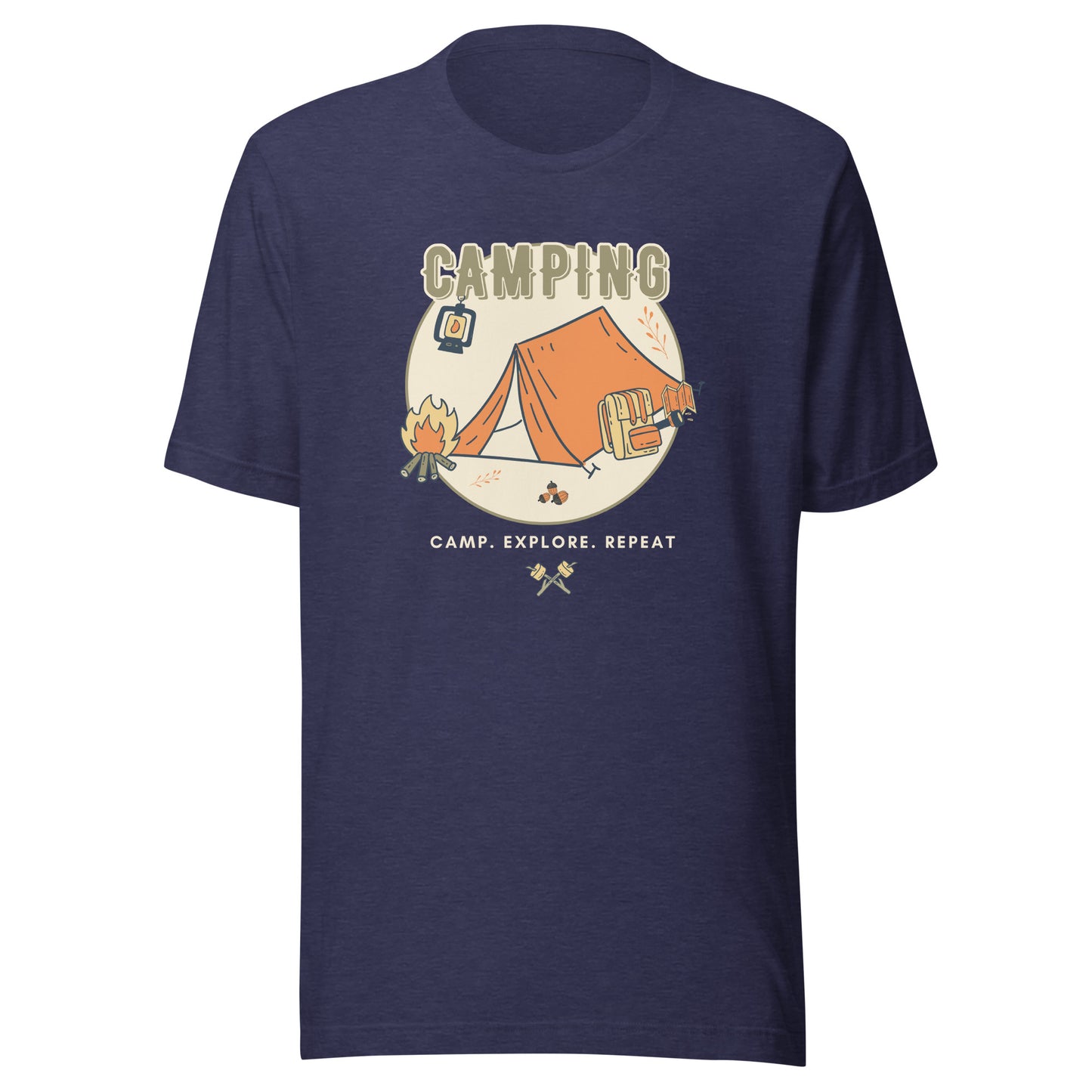 Unisex t-shirt 'Camping. Camp. Explore. Repeat'