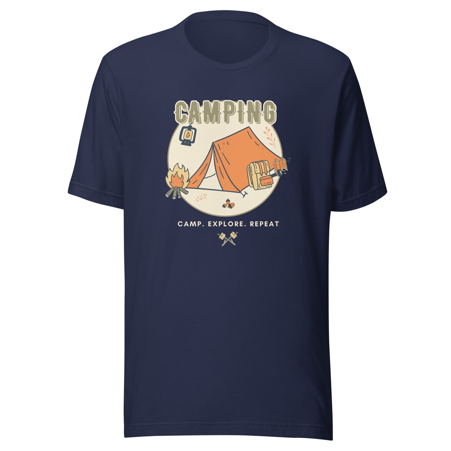 Unisex t-shirt 'Camping. Camp. Explore. Repeat'