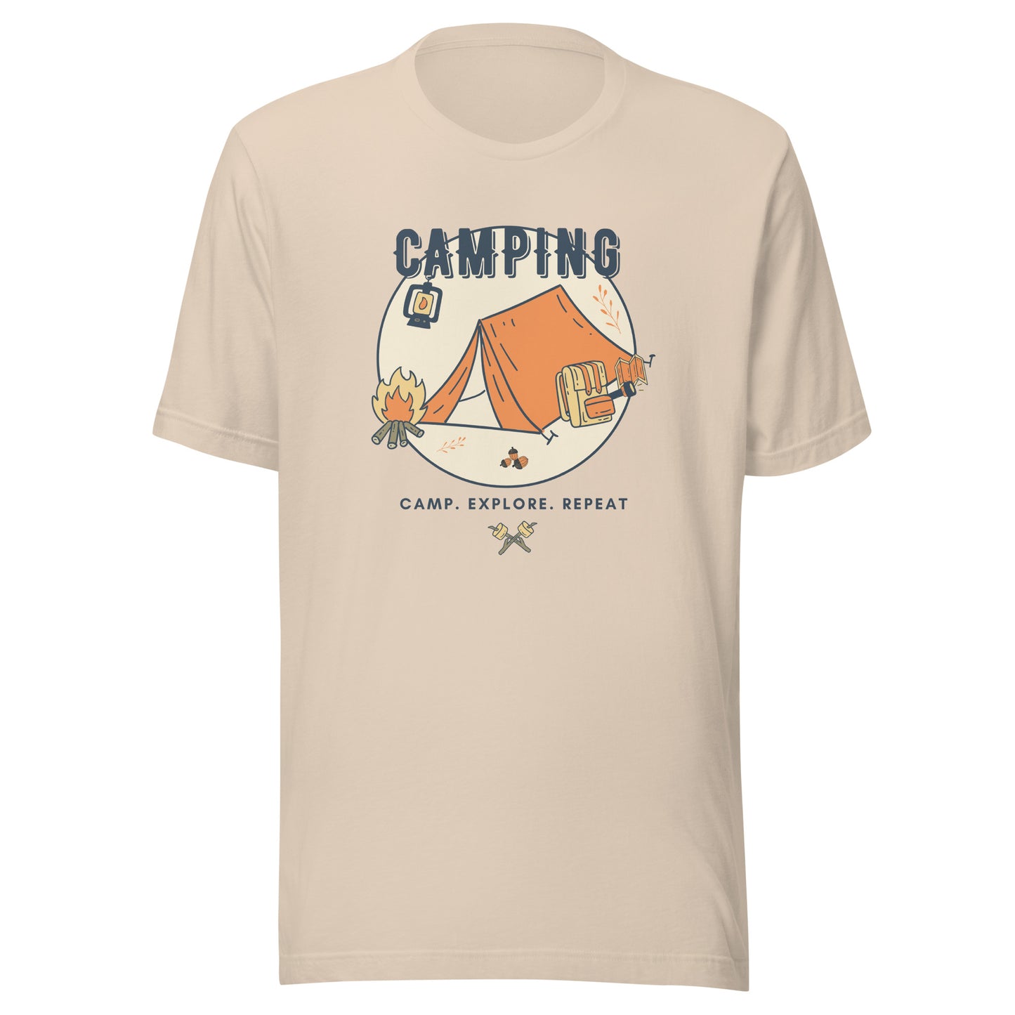 Unisex t-shirt 'Camping. Camp. Explore. Repeat'