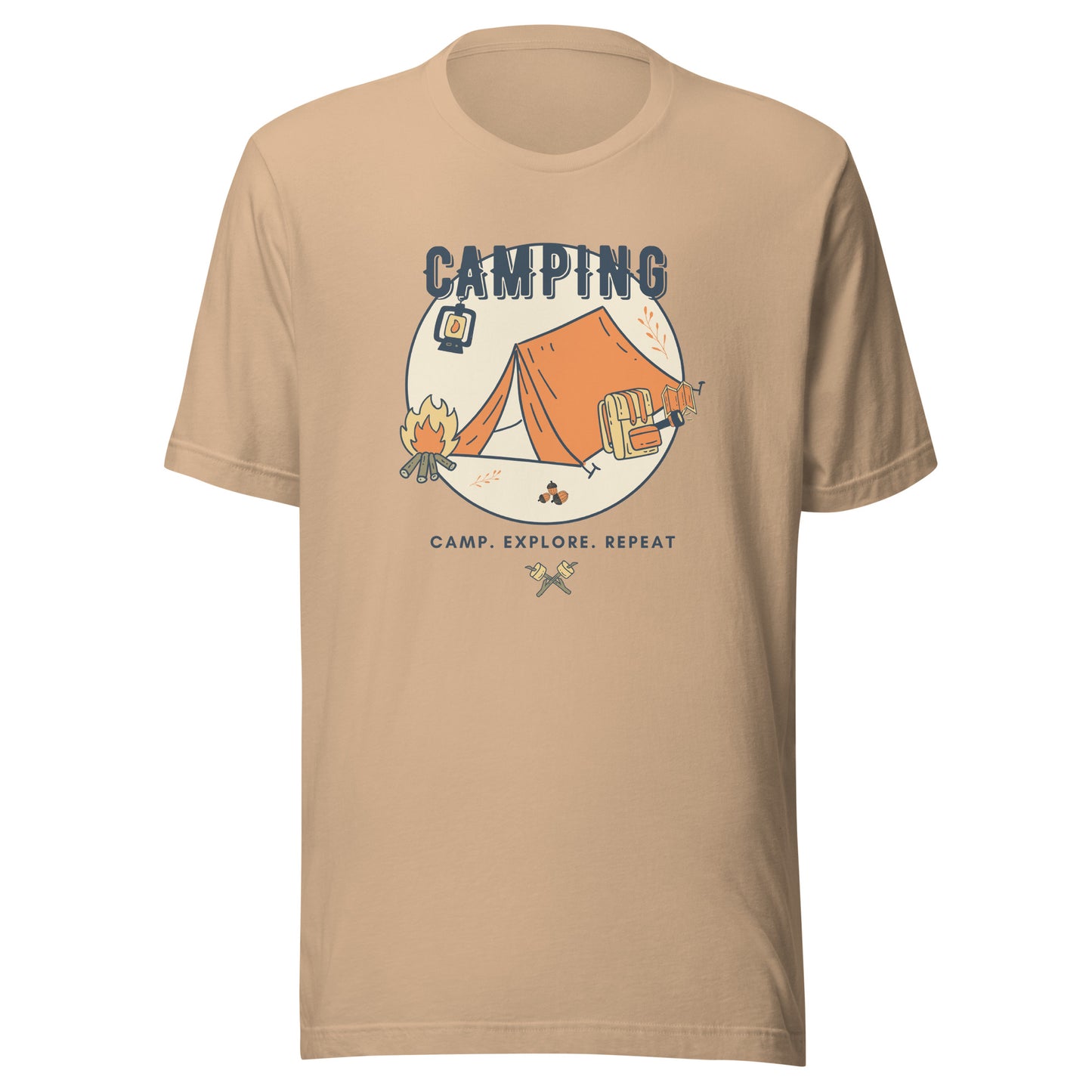 Unisex t-shirt 'Camping. Camp. Explore. Repeat'
