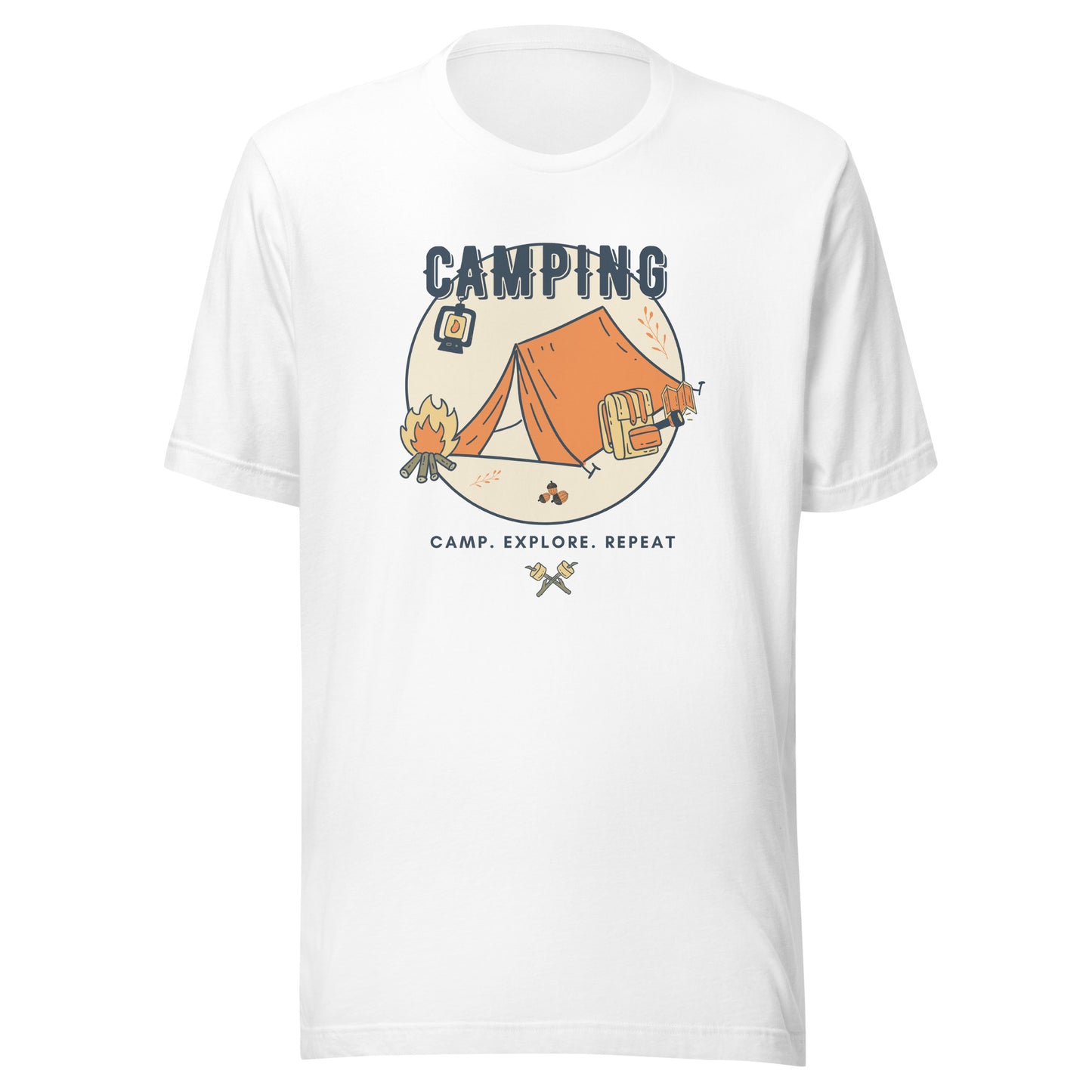 Unisex t-shirt 'Camping. Camp. Explore. Repeat'
